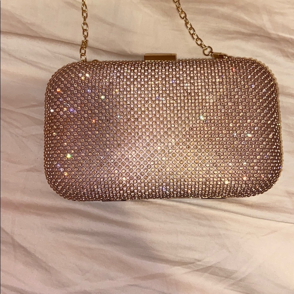 Rose gold clutch/over the shoulder purse